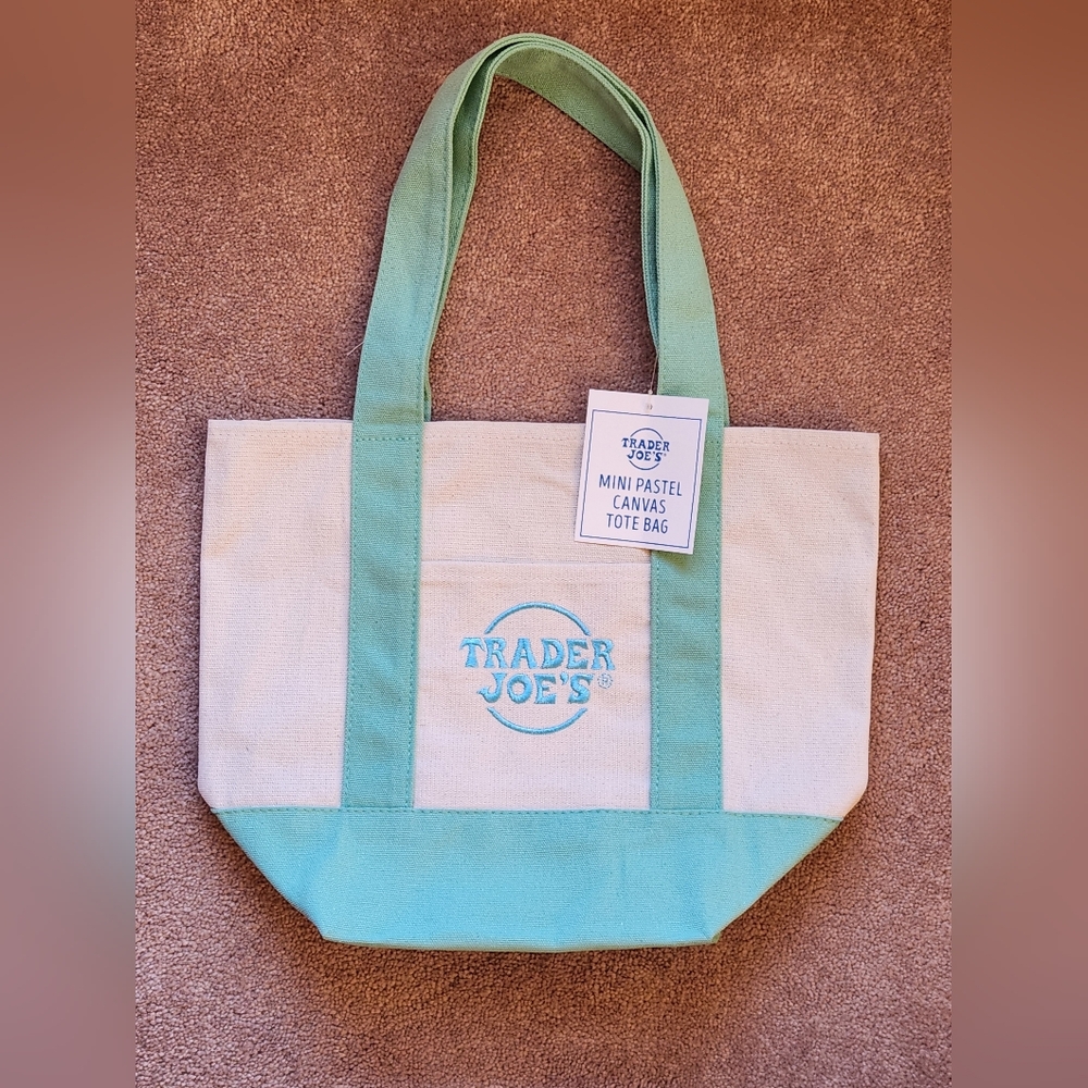 Trader Joe's Canvas Mini Tote Bag in Mint